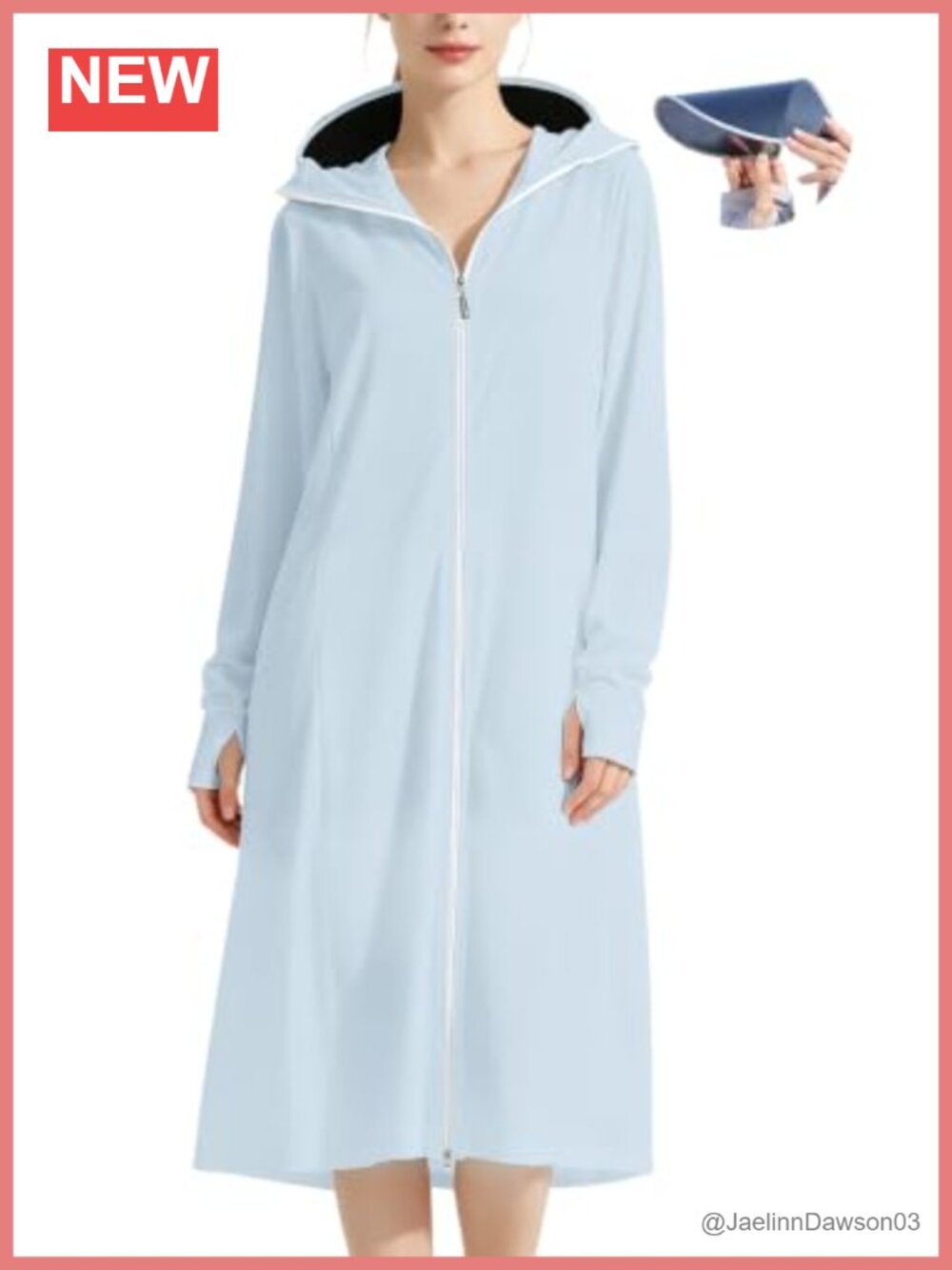 Women's Long Sun Hoodie Dress UPF 50+ Swim Cover Up Lightweight